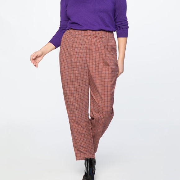 Eloquii Pants - Eloquii High Waisted Plaid Pants